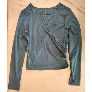 Women's Eleven by Venus Williams Fallen Petals Wrap Long Sleeve Top Blue XS